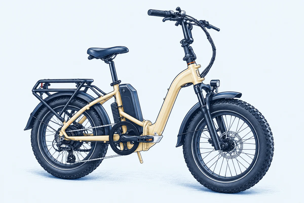 Stylized illustration of Rad Power Bikes RadExpand 5 Plus